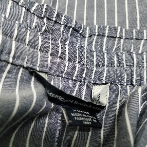 American Eagle Blue Embroidered Off The Shoulder Bow Sleeve Blouse Size Medium - Picture 9 of 9